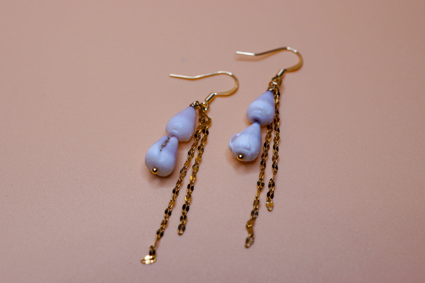 Golden Glimmer Cone Shell Drop Earrings