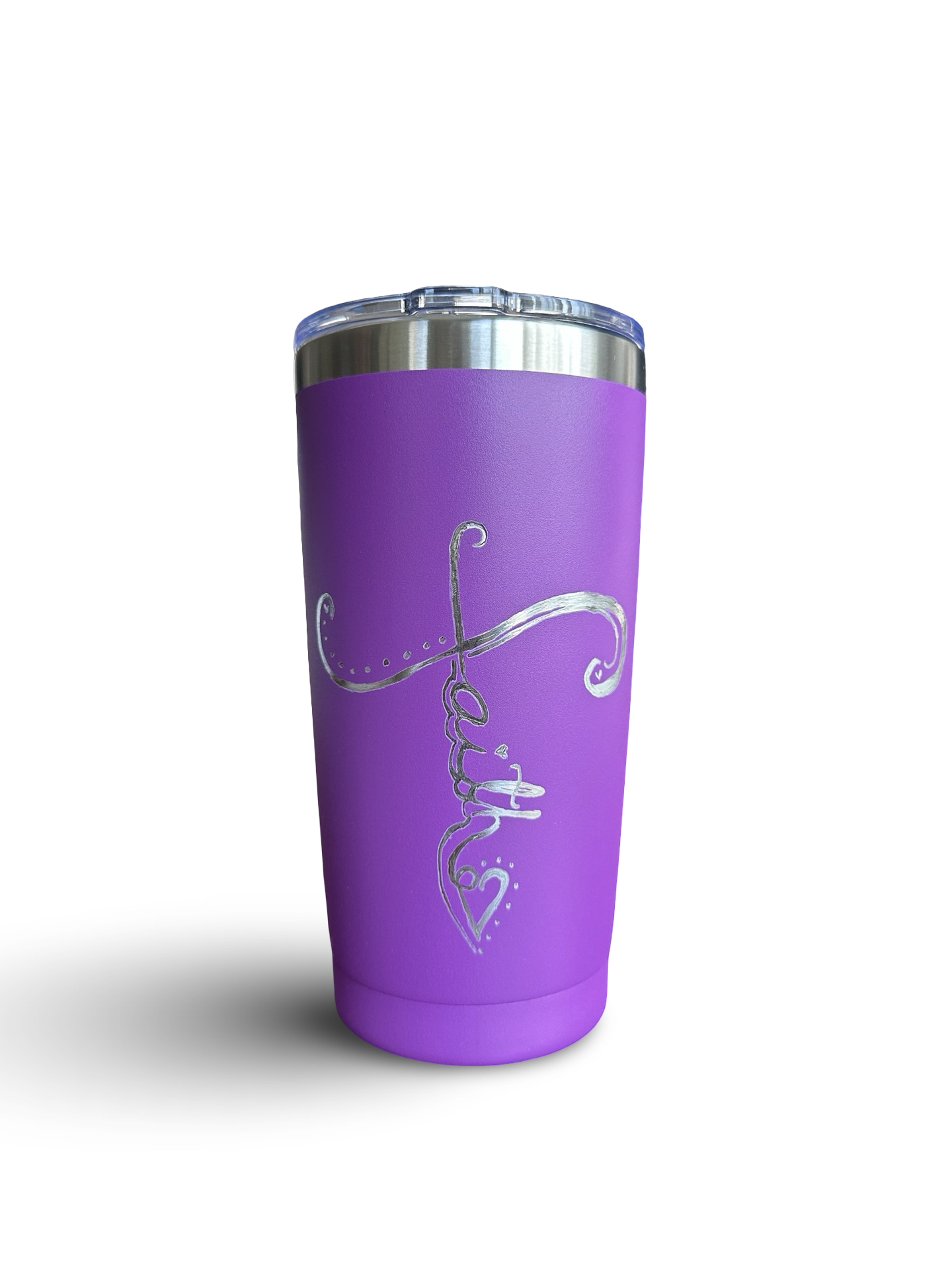 Purple Faith – 20 oz Hand-Engraved Stainless Steel Tumbler