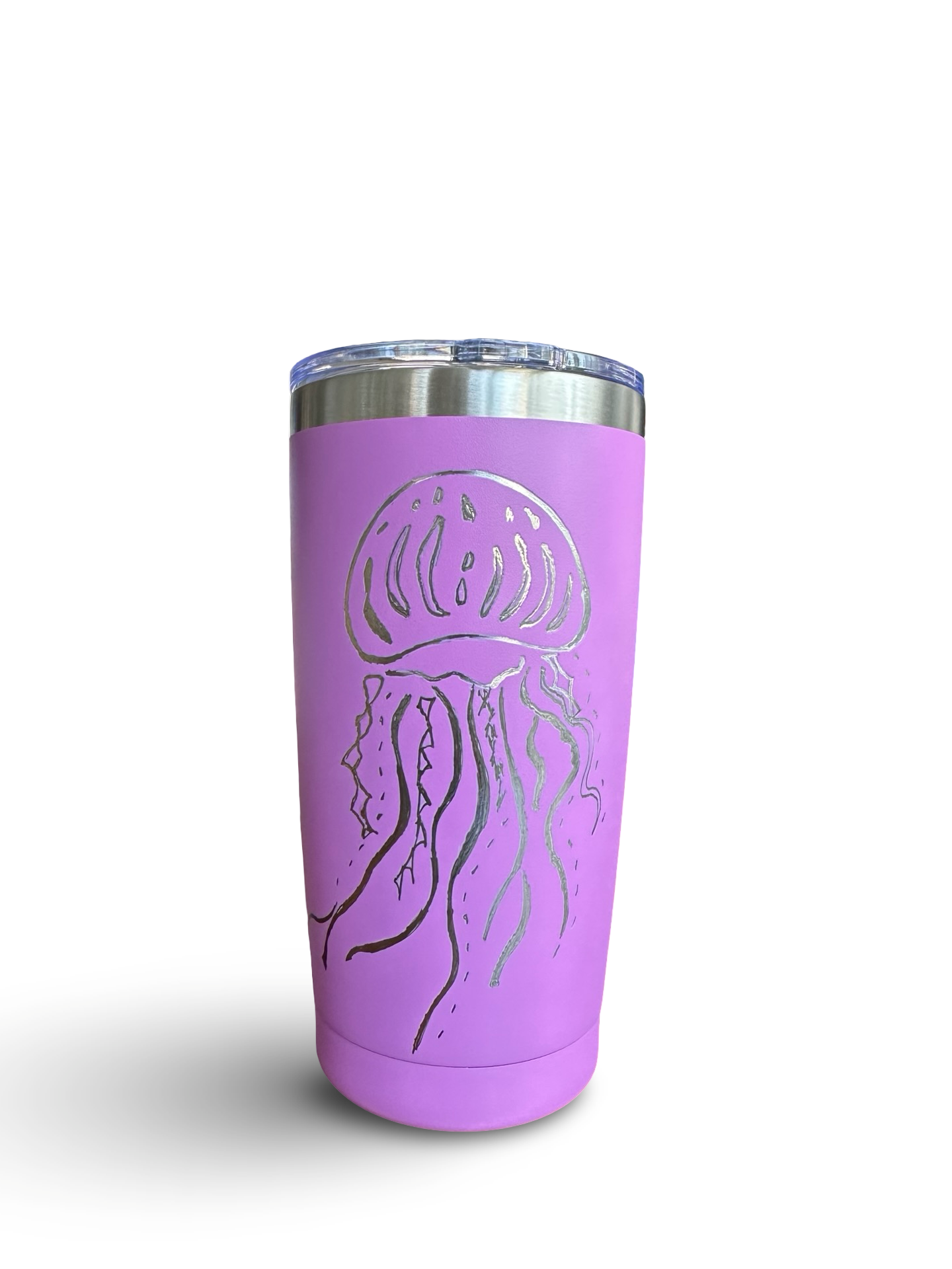 Drift & Glow – 20 oz Hand-Engraved Violet Stainless Steel Tumbler