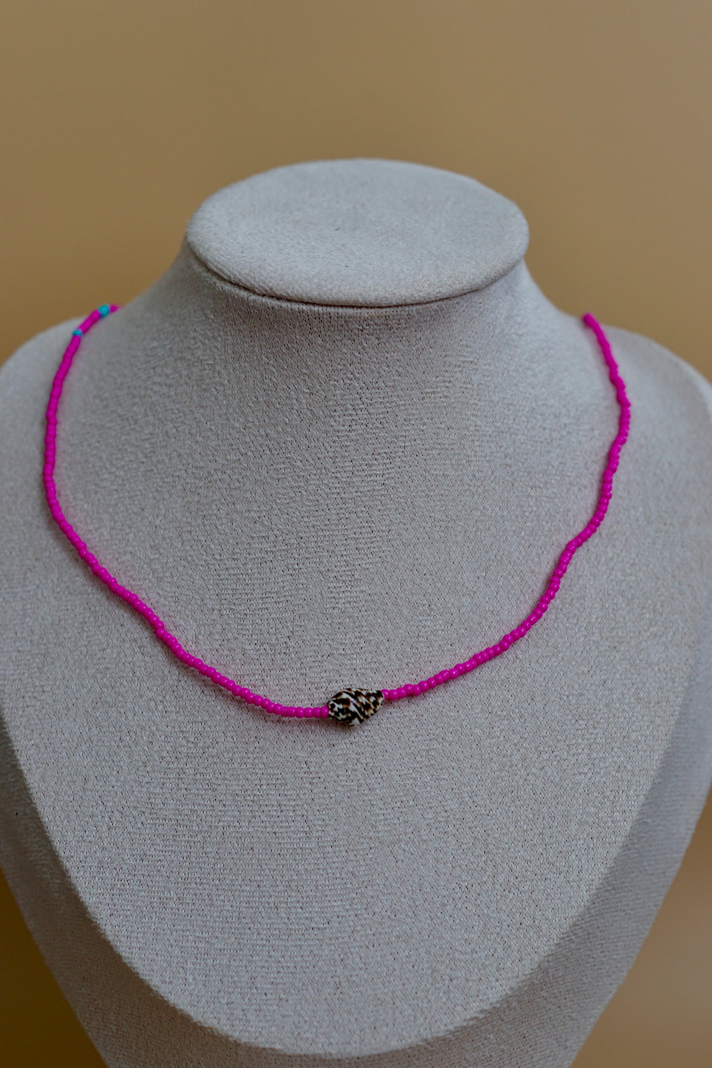 Hot Pink Seed Bead Necklace