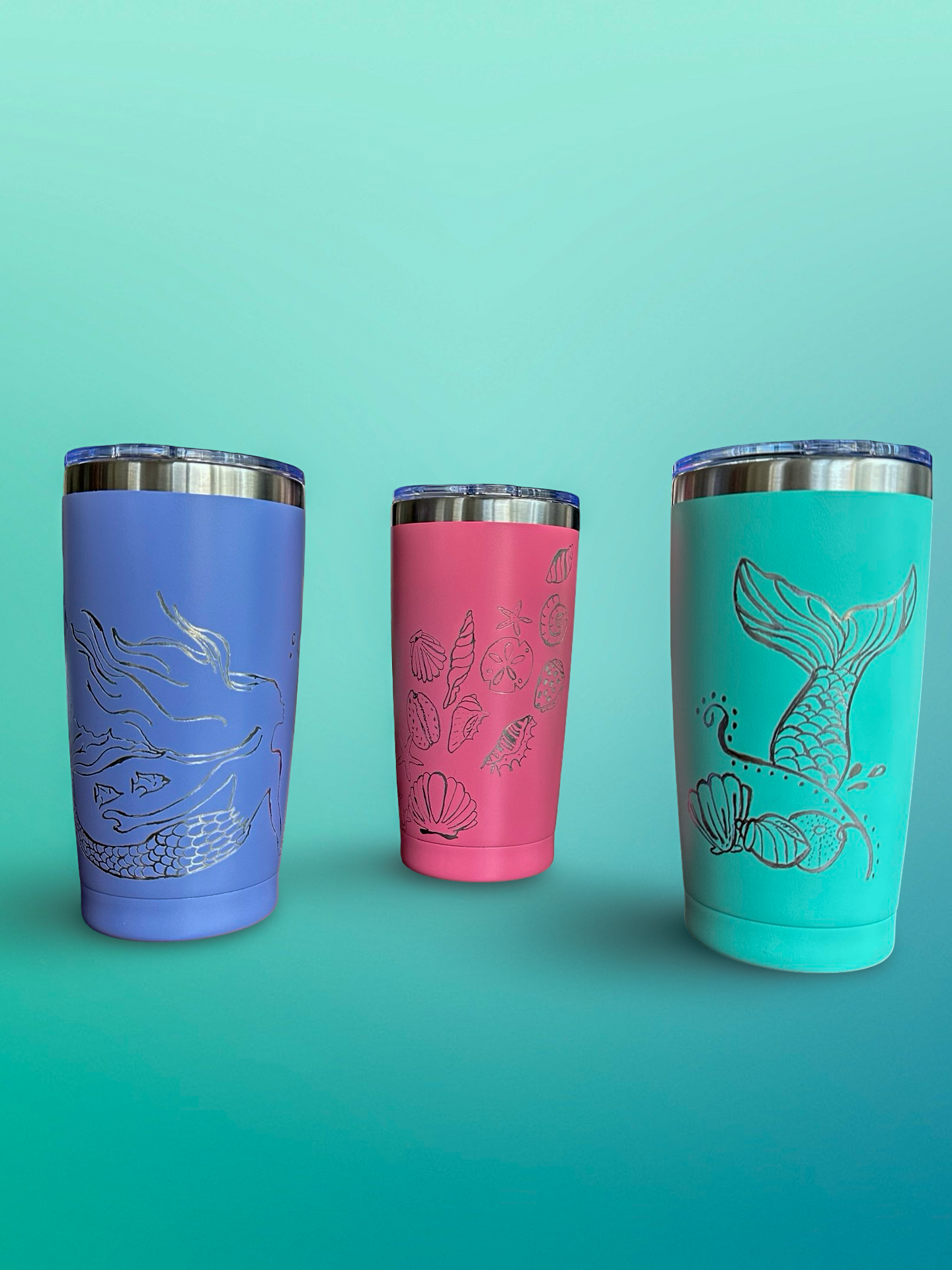 Sea Shell Whispers – 20 oz Hand-Engraved Bubble Gum Pink Stainless Steel Tumbler