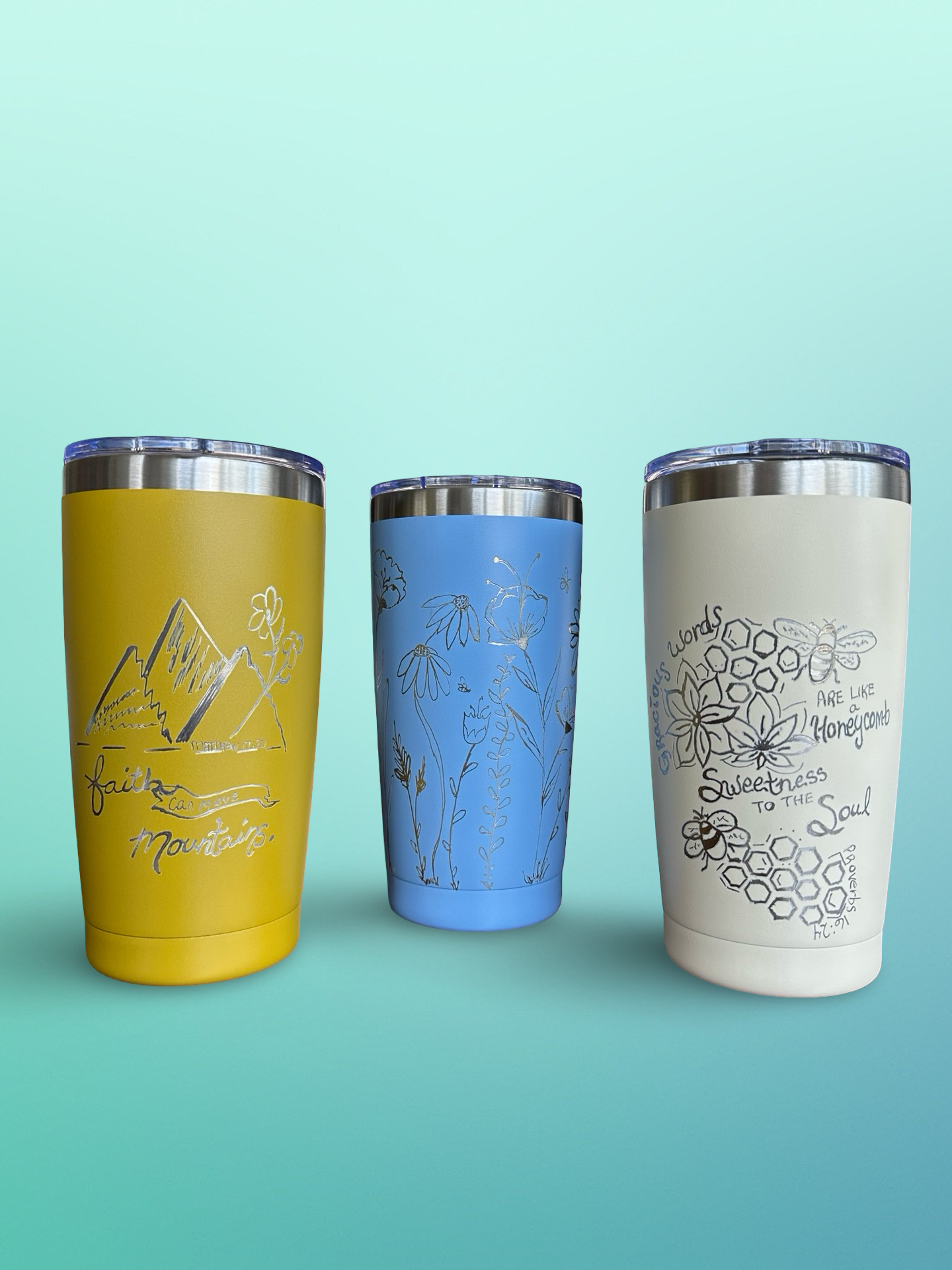Consider the Wildflowers – 20 oz Hand-Engraved Periwinkle Stainless Steel Tumbler