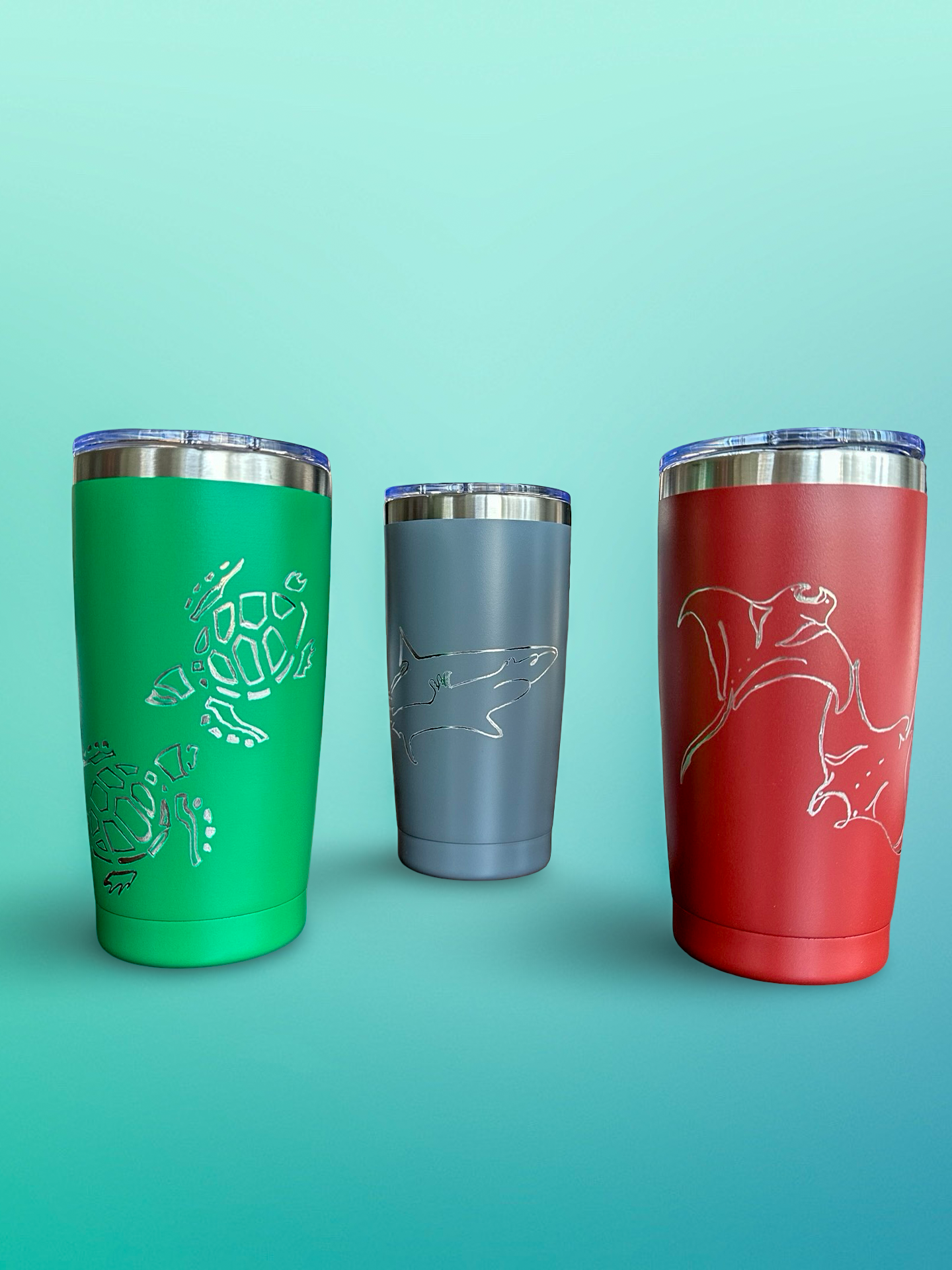 Honu Harmony – 20 oz Hand-Engraved Green Stainless Steel Tumbler