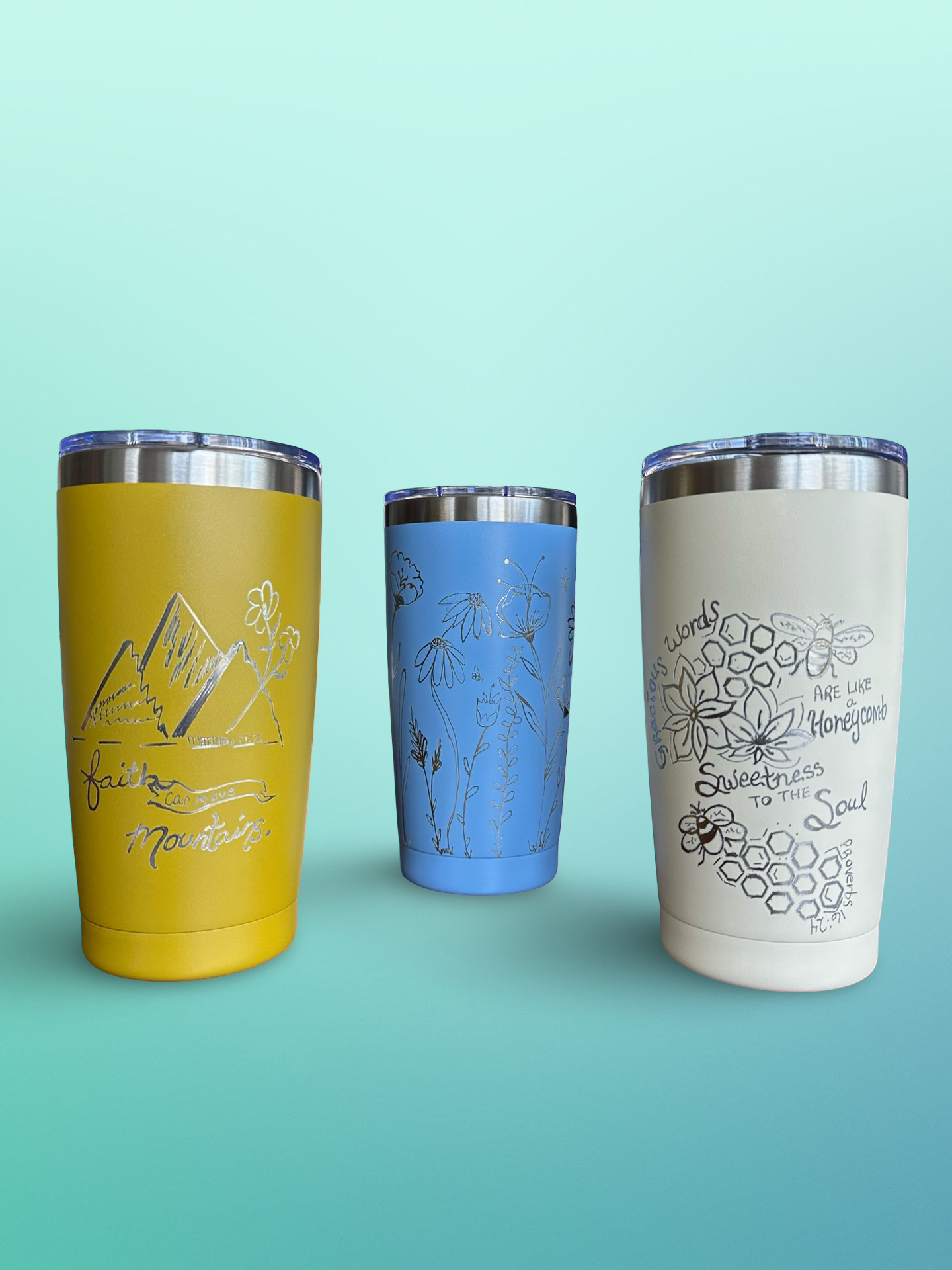 Gracious Words – 20 oz Hand-Engraved Cream Stainless Steel Tumbler