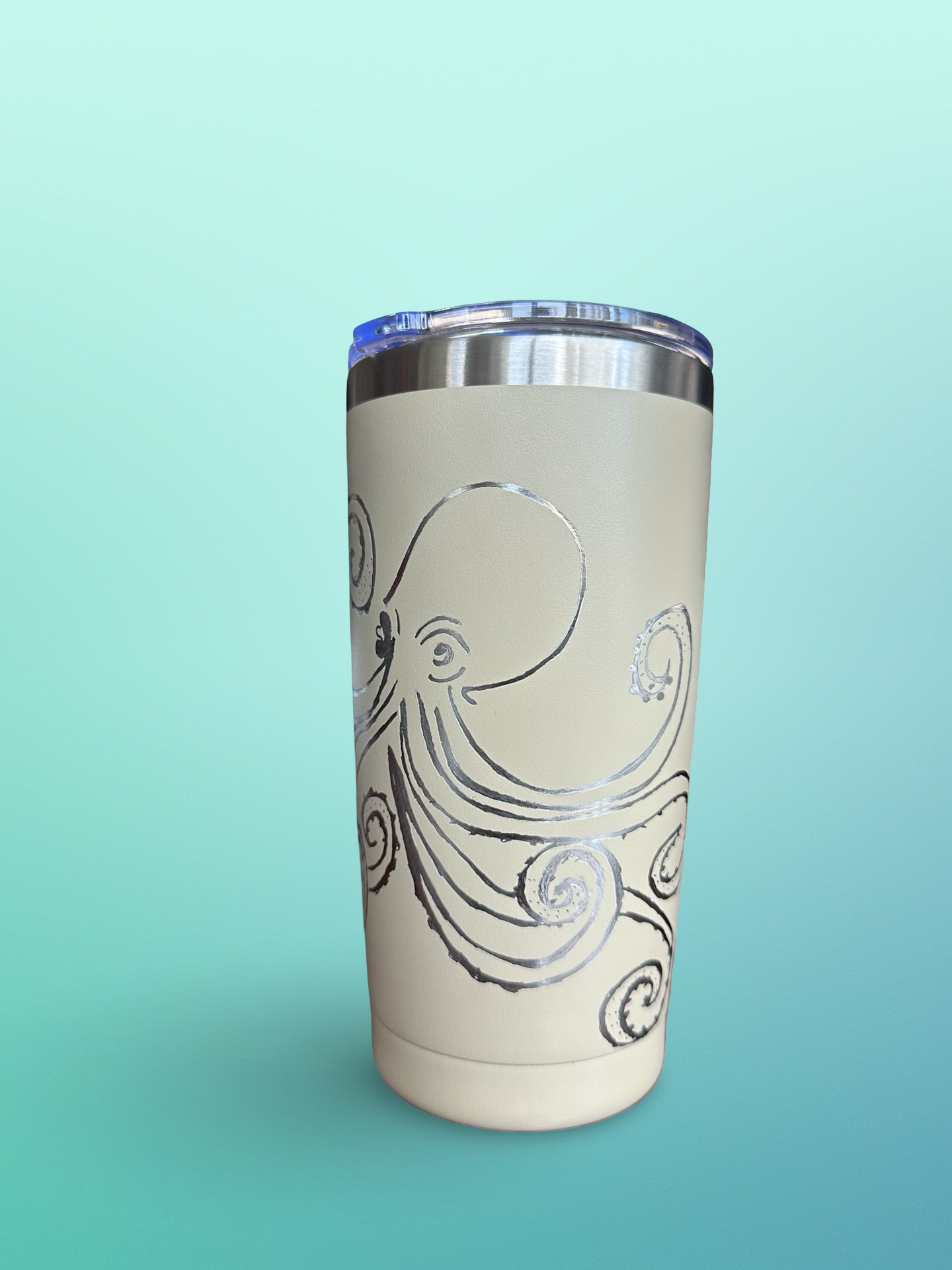 Ocean Grace – 20 oz Hand-Engraved Beige Stainless Steel Tumbler