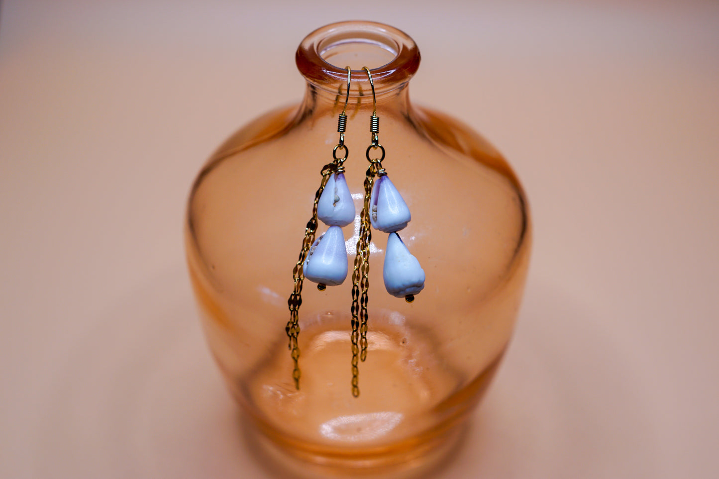 Golden Glimmer Cone Shell Drop Earrings