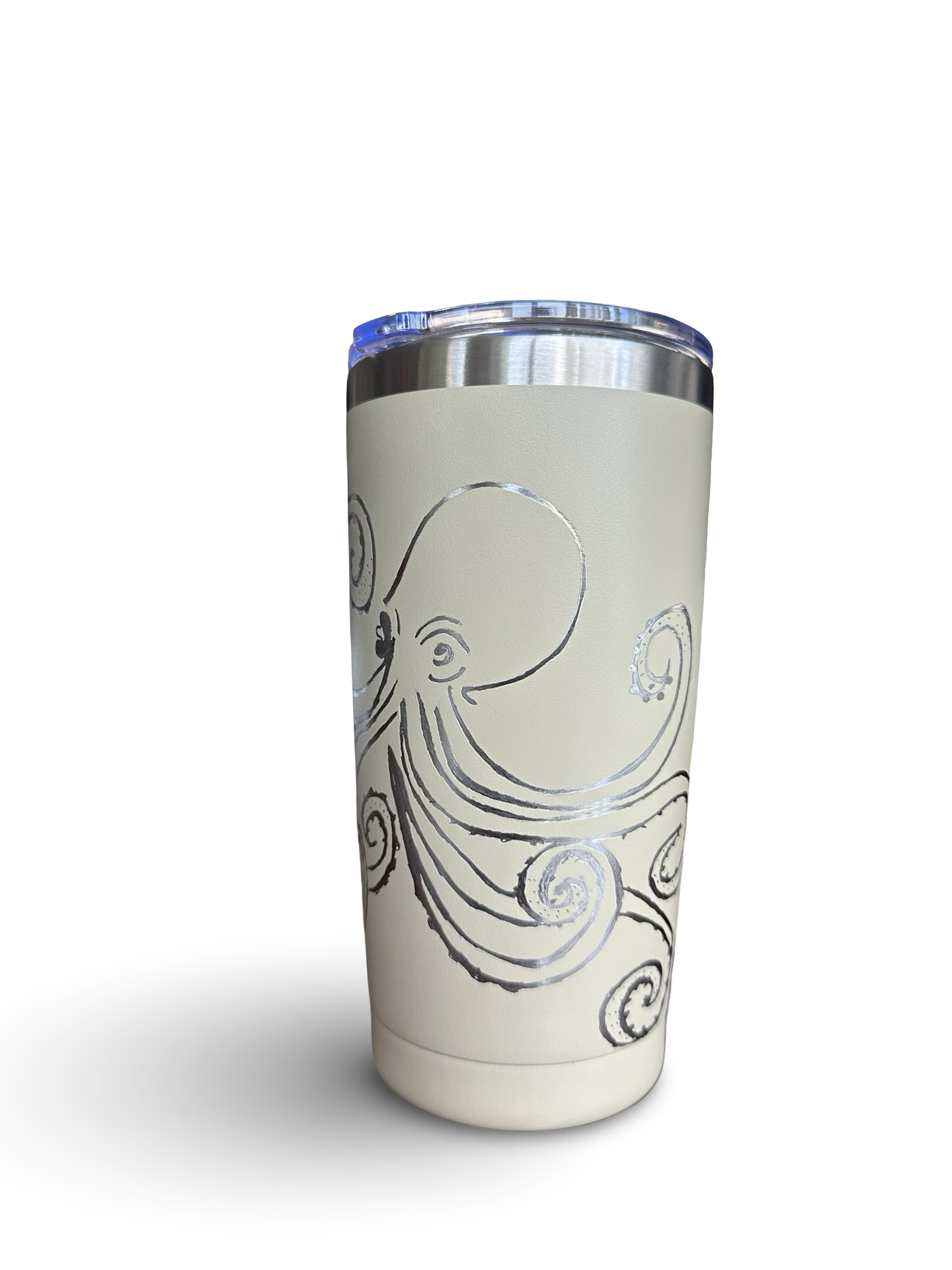 Ocean Grace – 20 oz Hand-Engraved Beige Stainless Steel Tumbler