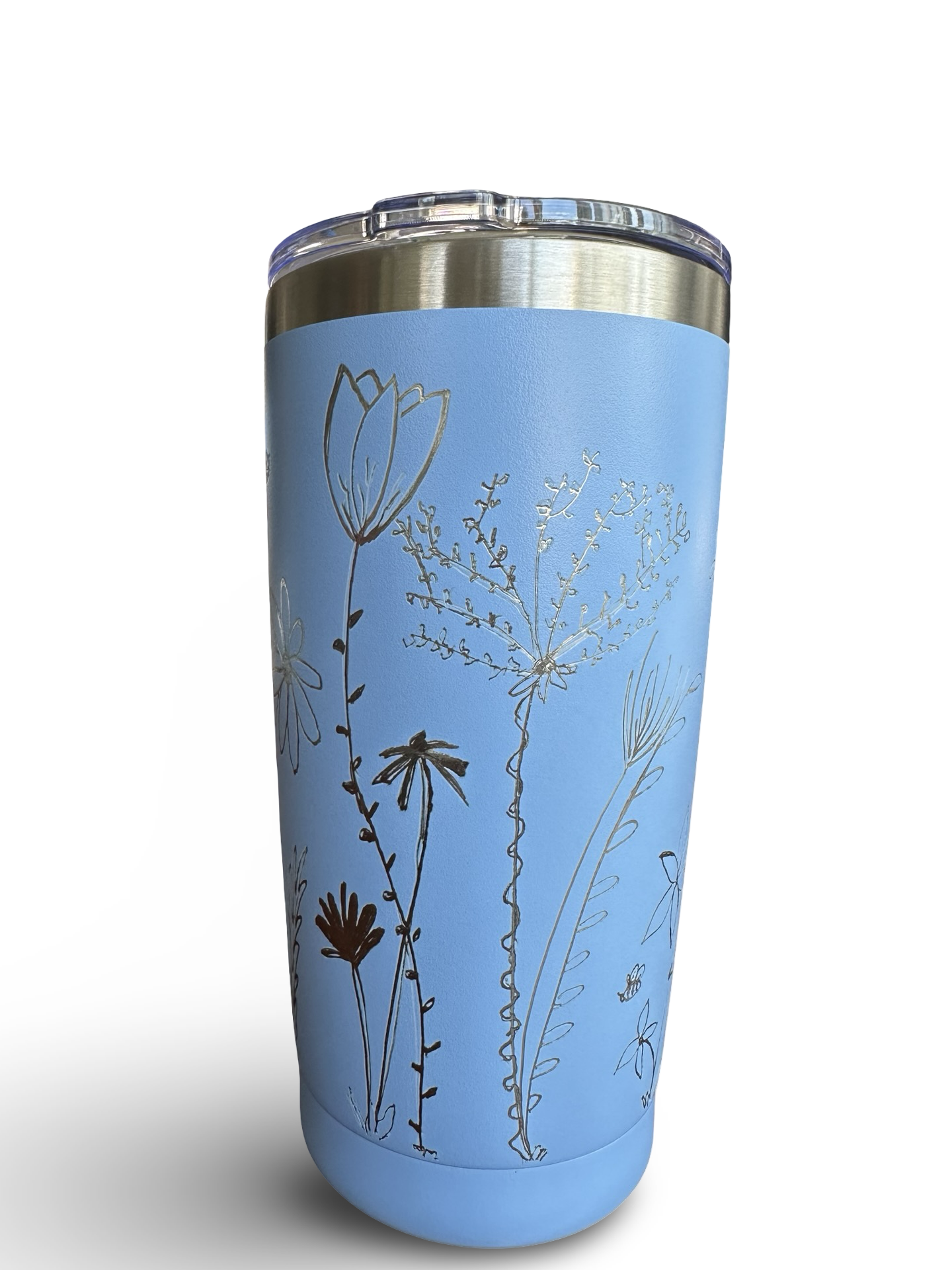 Consider the Wildflowers – 20 oz Hand-Engraved Periwinkle Stainless Steel Tumbler