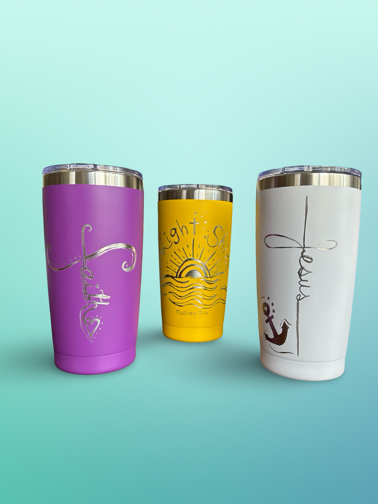 Purple Faith – 20 oz Hand-Engraved Stainless Steel Tumbler
