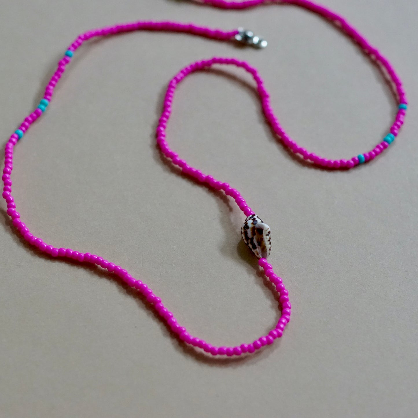 Hot Pink Seed Bead Necklace