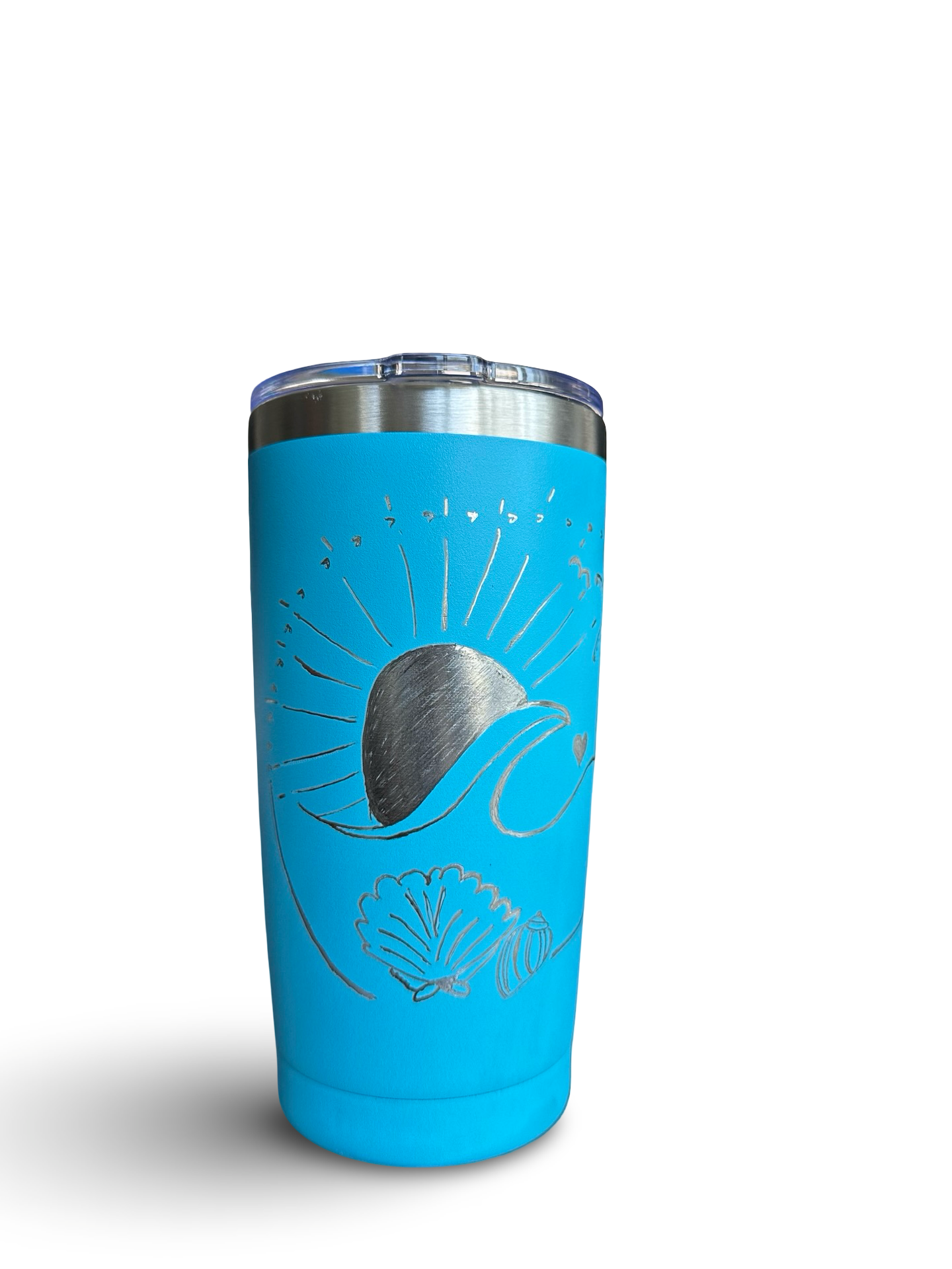 Island Sunshine – 20 oz Hand-Engraved Blue Stainless Steel Tumbler