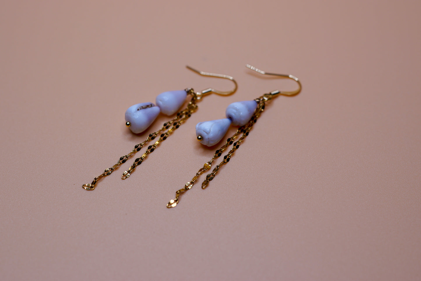 Golden Glimmer Cone Shell Drop Earrings