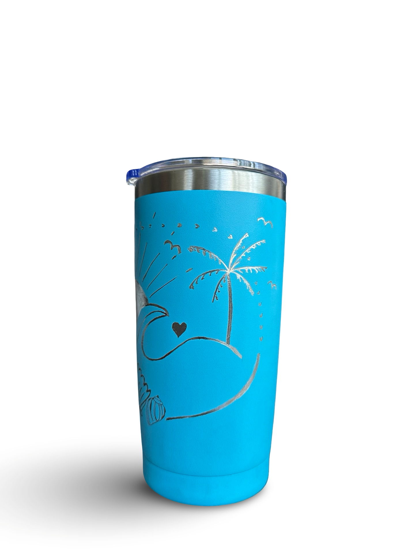 Island Sunshine – 20 oz Hand-Engraved Blue Stainless Steel Tumbler