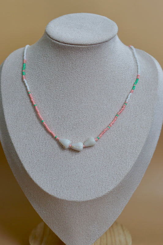 Triple Shell Seed Bead Necklace