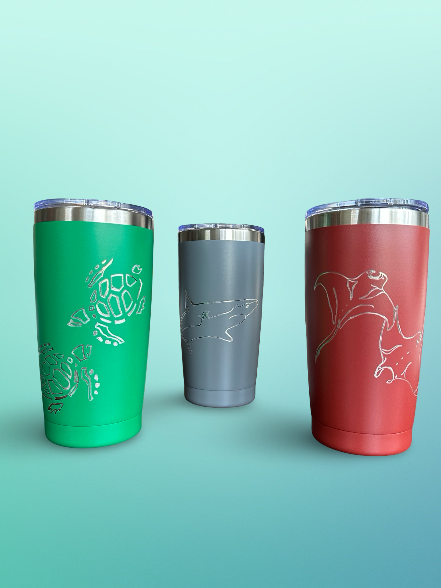 Ocean Glide – 20 oz Hand-Engraved Maroon Stainless Steel Tumbler