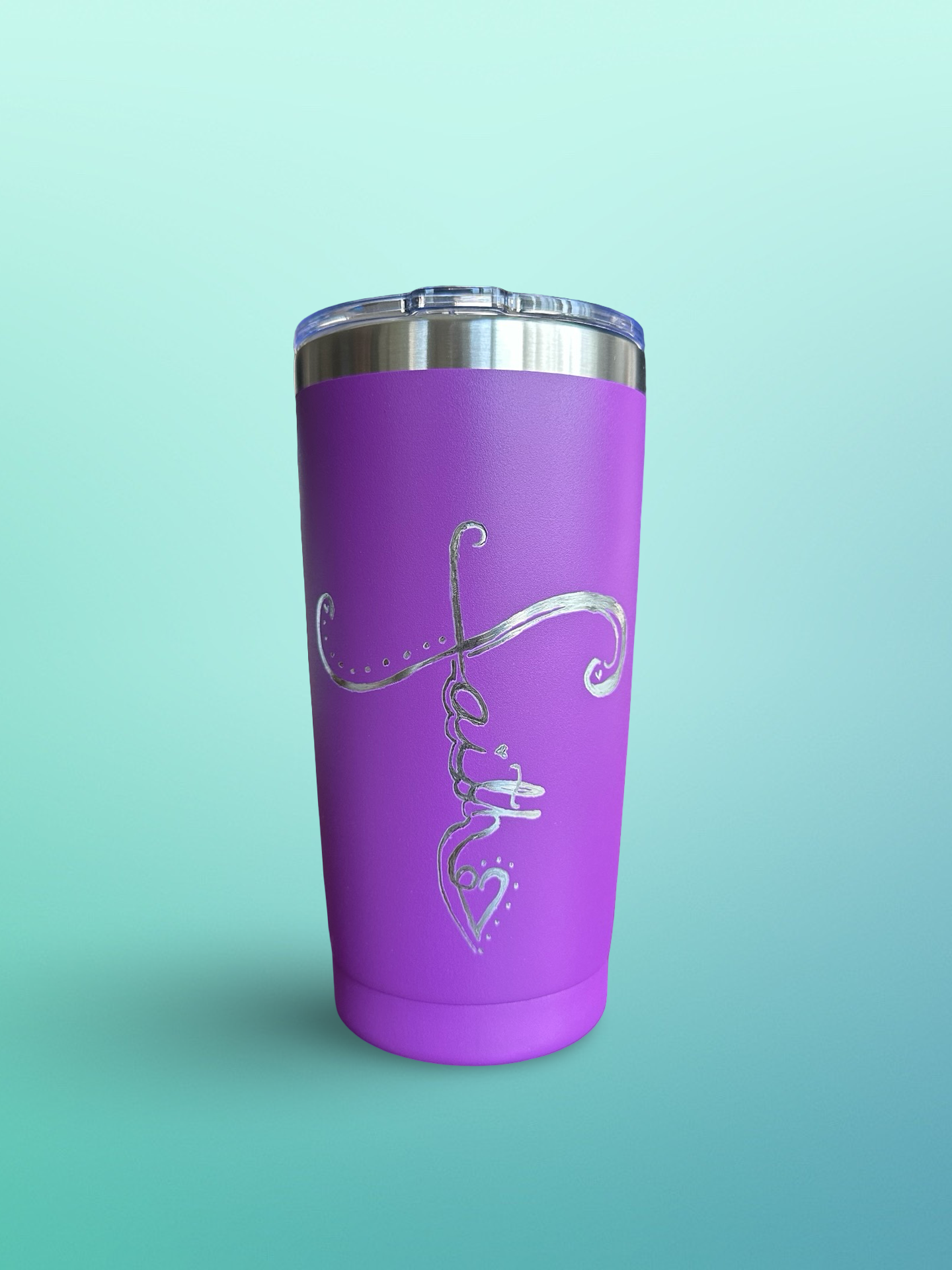 Purple Faith – 20 oz Hand-Engraved Stainless Steel Tumbler
