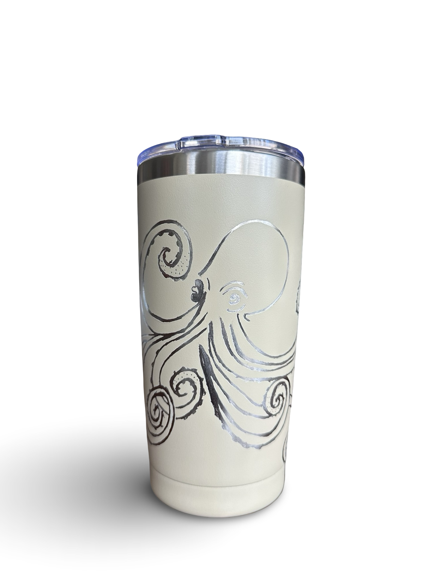 Ocean Grace – 20 oz Hand-Engraved Beige Stainless Steel Tumbler