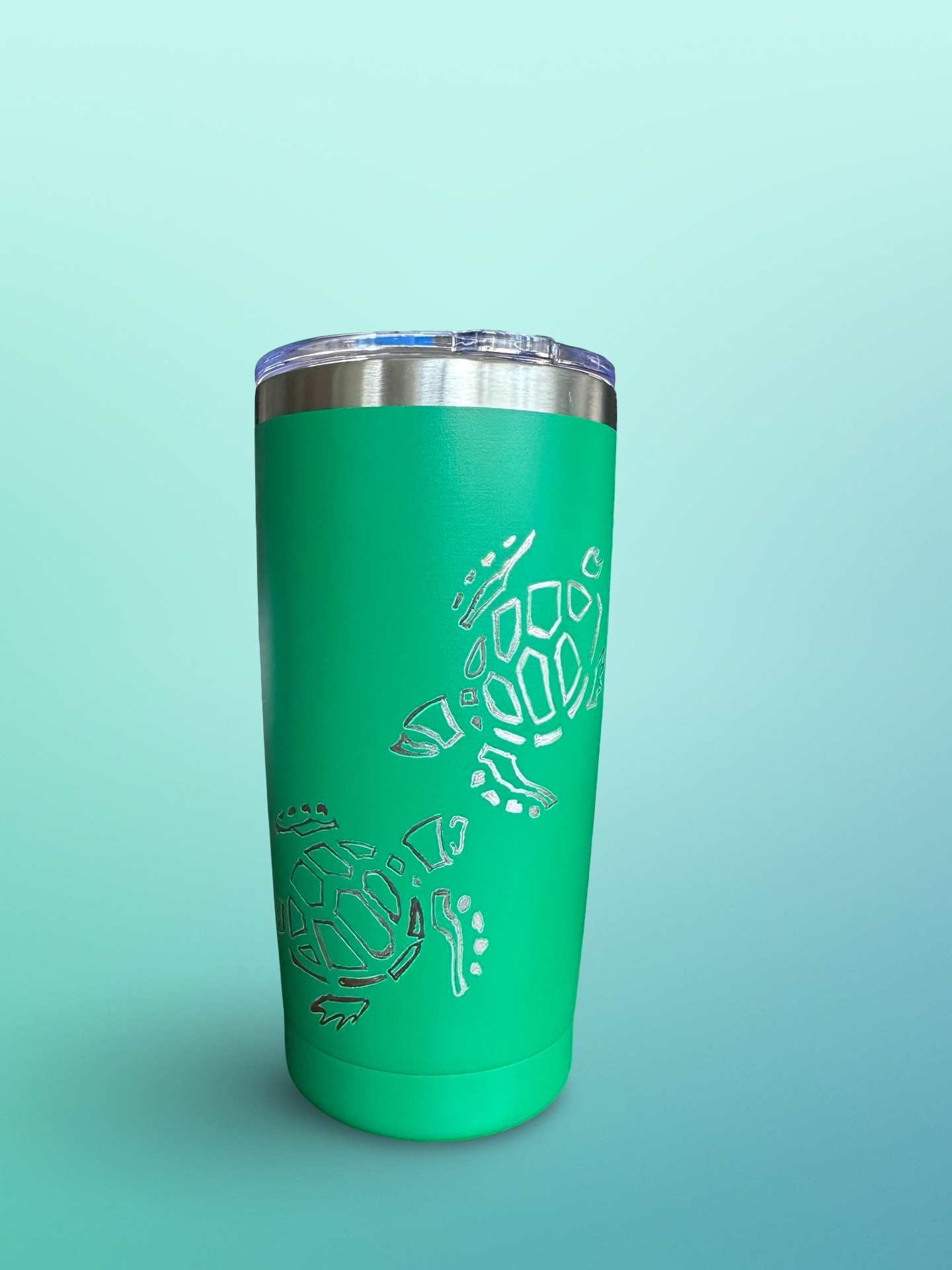 Honu Harmony – 20 oz Hand-Engraved Green Stainless Steel Tumbler